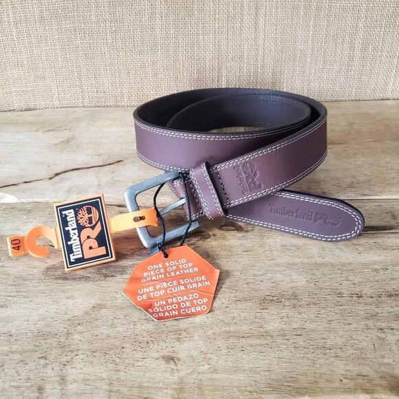 NWT TIMBERLAND PRO Mens Brown Leather Jeans Boot Work Belt Contrast Stitching 40 - Picture 2 of 8
